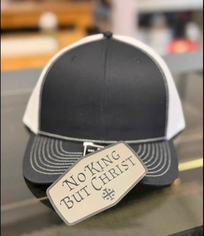 Post Assault No King But Christ Trucker Hat
